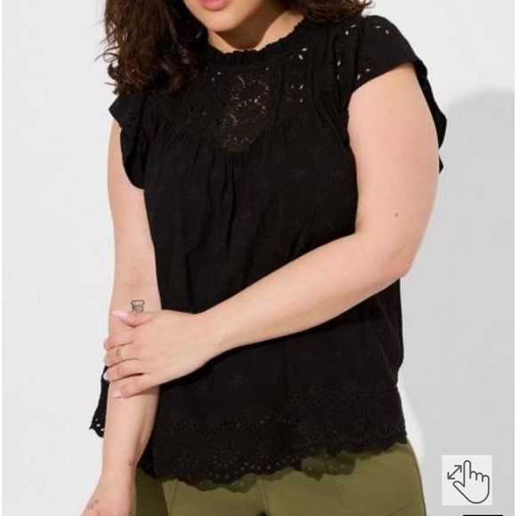 Torrid Eyelet Ruffle Sleeves Top - Picture 2 of 11
